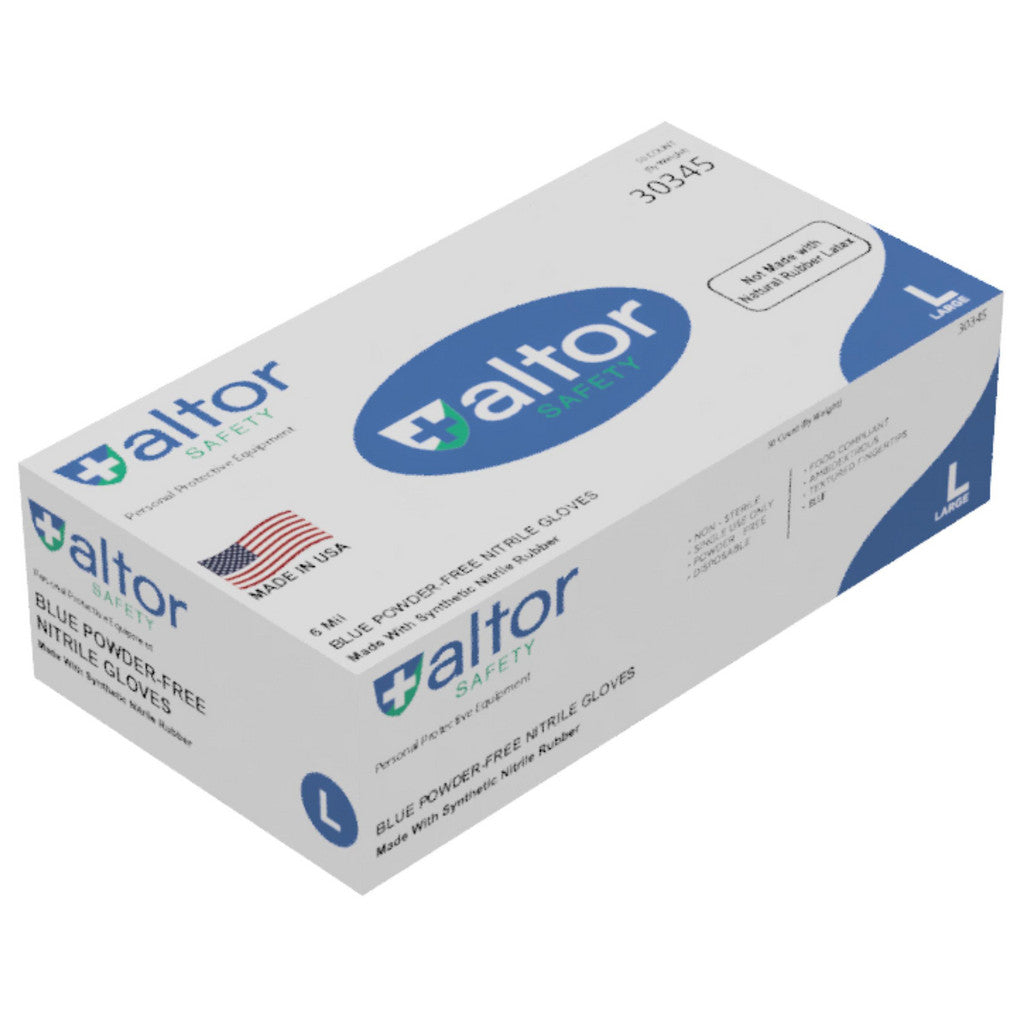 Altor Safety 30345 Disposable Glove: Size Large, 6.0 mil, Nitrile, Food Grade, Powder-Free