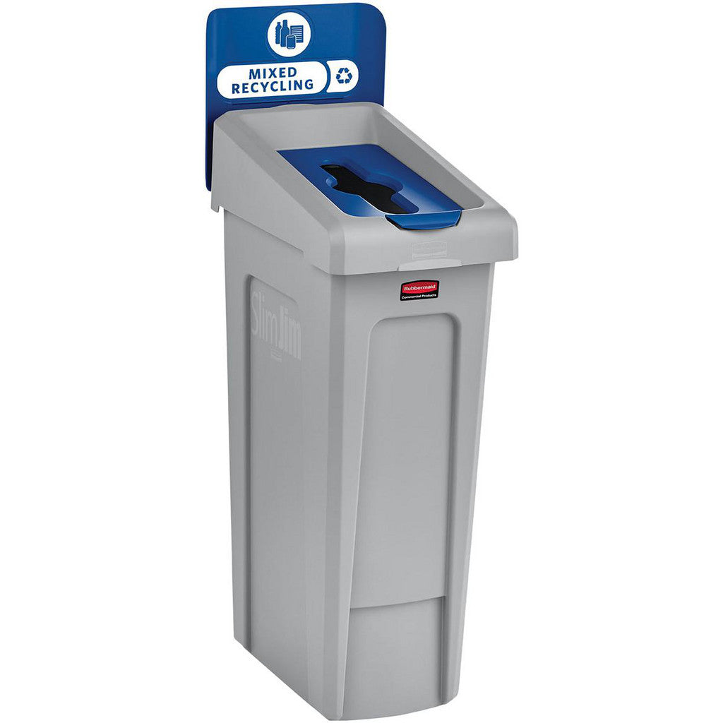 Rubbermaid 2185055 SLIM JIM RECYCLING STATION 1-STREAM MIXED RECYCLING, 23 GAL