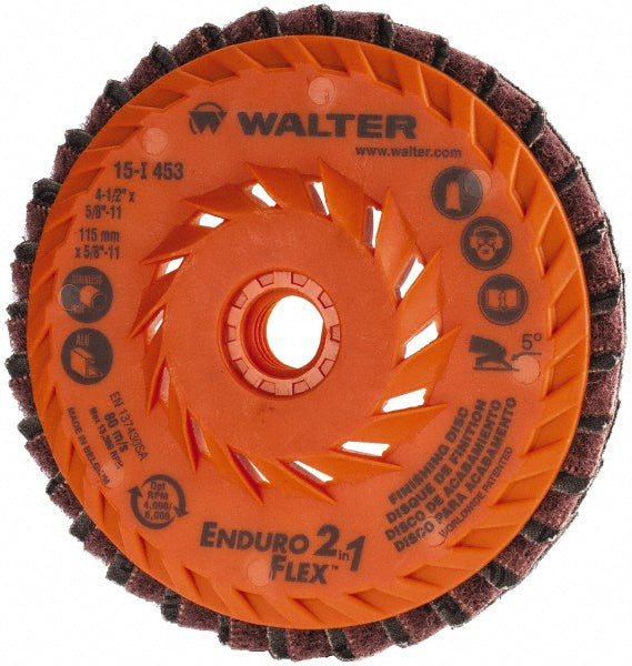 WALTER Surface Technologies 15I453 Flap Disc: 4-1/2" Dia, Coated Non-Woven Blend, Type 27 (Pack of 10)