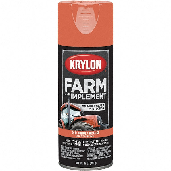 Krylon K01946008 Farm & Implement Spray Paint, High Gloss, Old Kubota Orange, 12 oz