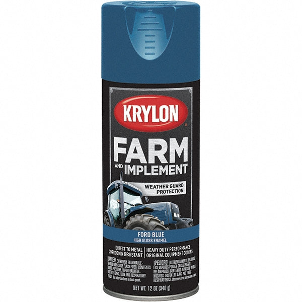 Krylon K01936008 Farm & Implement Spray Paint, High Gloss, Ford Blue, 12 oz