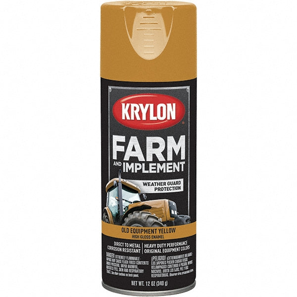 Krylon K01953008 Farm & Implement Spray Paint, High Gloss, Old Equipment Yellow, 12 oz