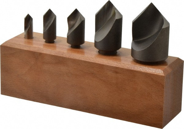 Keo 919-000-051 Countersink Set: 5 Pc, 1/4 to 1" Head Dia, 1 Flute, 82 deg Included Angle