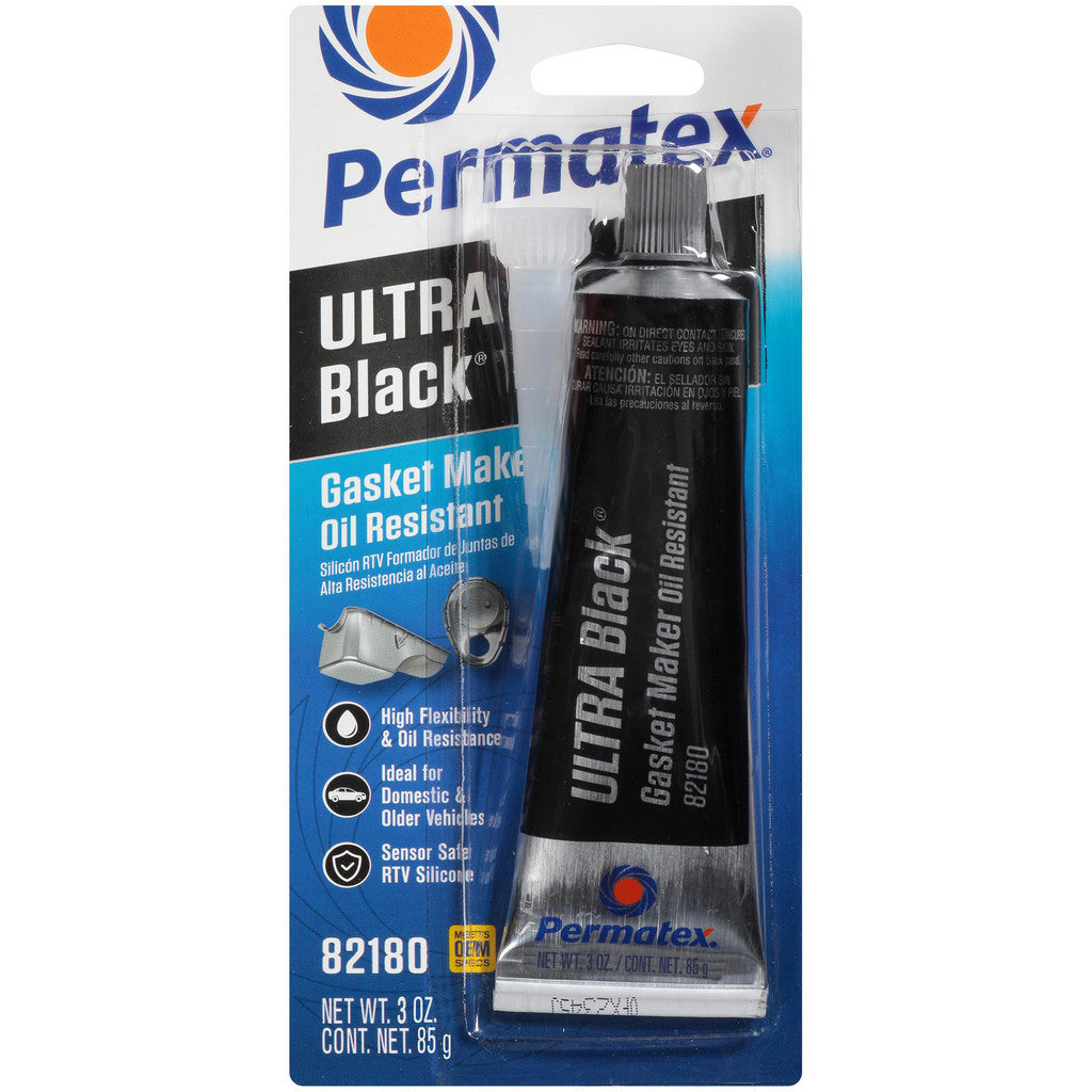 Permatex 82180 RTV Silicone Gasket Maker, Ultra Black, 3 oz