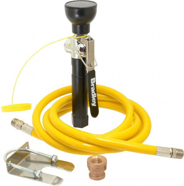 Bradley S19-430A Plumbed Drench Hoses; Mount Type: Wall; Head Type: Single Spray Head; Hose Material: Thermoplastic; Activation Method: Squeeze Trigger; Hose Length: 8.0ft; Maximum Flow Rate: 2.8GPM