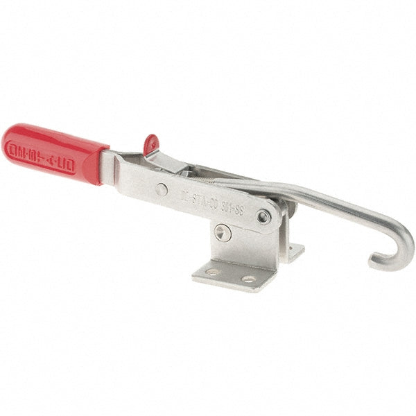 De-Sta-Co 381-SS Pull-Action Latch Clamp: Horizontal, 1,000 lb, J-Hook, Flanged Base