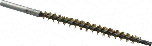 Schaefer Brush 43602 Double Stem/Single Spiral Tube Brush: 1/4" Dia, 4-1/2" OAL, Brass Bristles