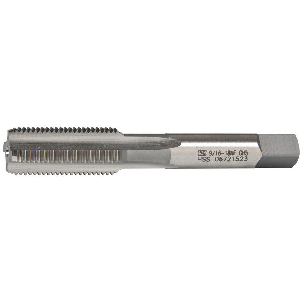 OSG 1143500 Straight Flute Tap: 9/16-18 UNF, 4 Flute, Bottoming Chamfer, High-Speed Steel, Bright/Uncoated Finish