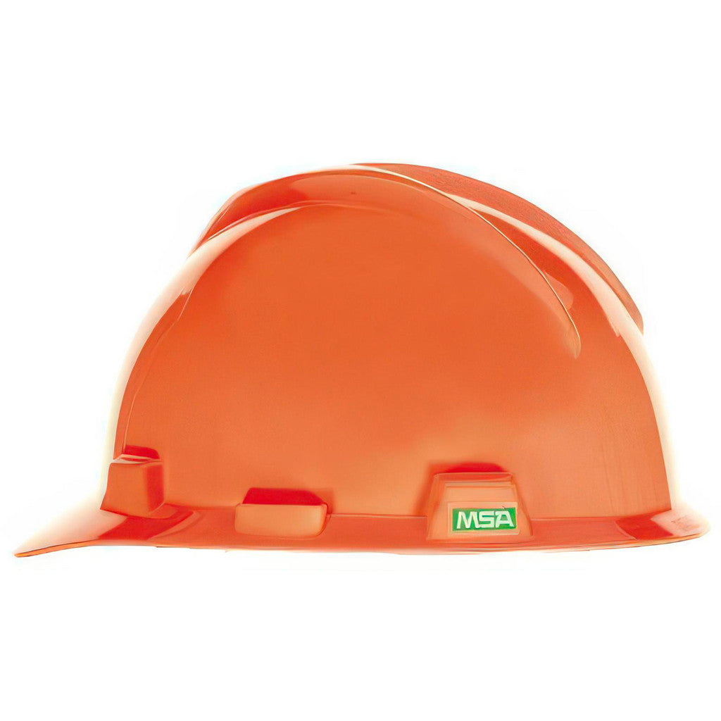 MSA 488146 Hard Hat: Impact Resistant, V-Gard Slotted Cap, Type 1, Class E, 4-Point Suspension
