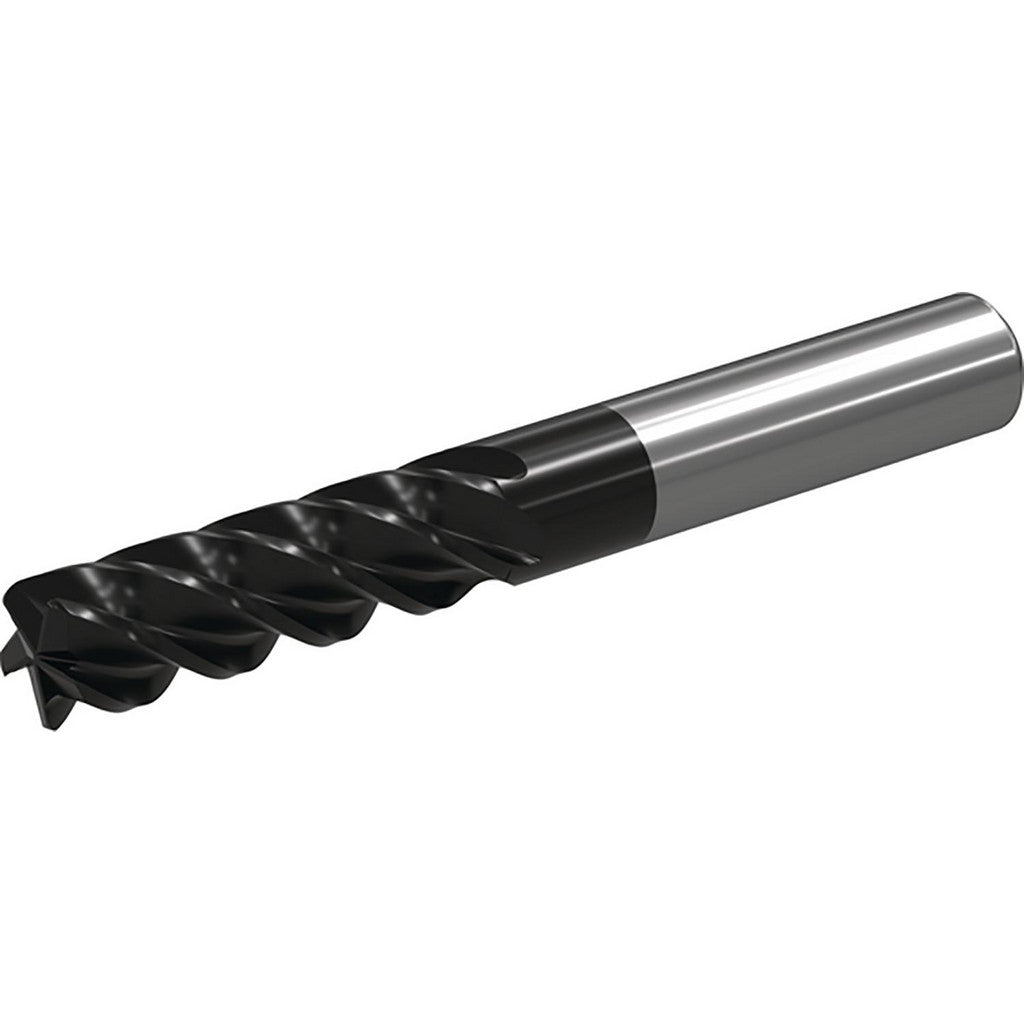 Widia 7008508 Corner Radius End Mill: 3/8" Dia, 1-1/4" LOC, 0.0150" Corner Radius, 5 Flute, Solid Carbide