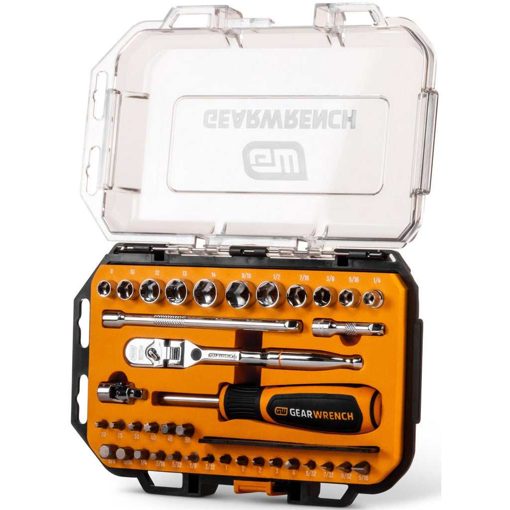GEARWRENCH GWMBS39XPS 39 Pc, 1/4" Drive, 120XP MicroDriver Set with Locking Flex Head Ratchet & Stubby Sockets