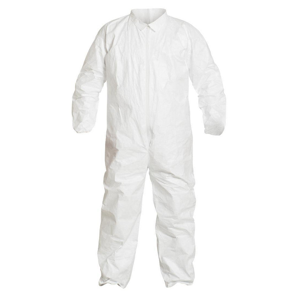 Dupont IC181SWHMD002500 Disposable Coveralls: Liquid & Splash Protection, Size Medium, 1.2200 oz, Tyvek IsoClean, Zipper Closure