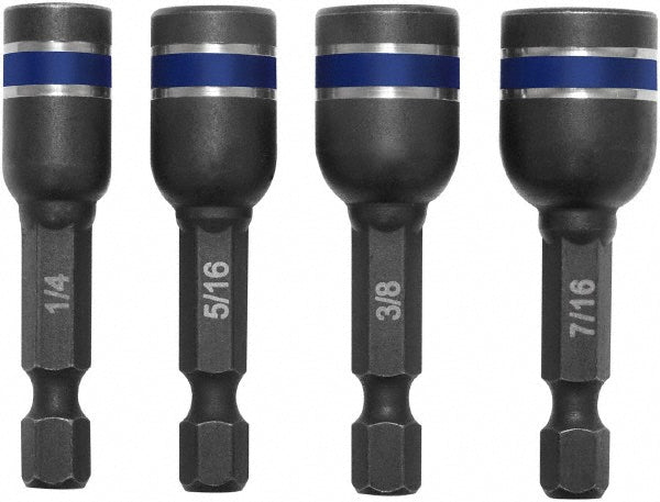Irwin IWAF342-4 Nut Setter Impact Power Bit Set: 4 Pc, 1/4 to 7/16" Hex