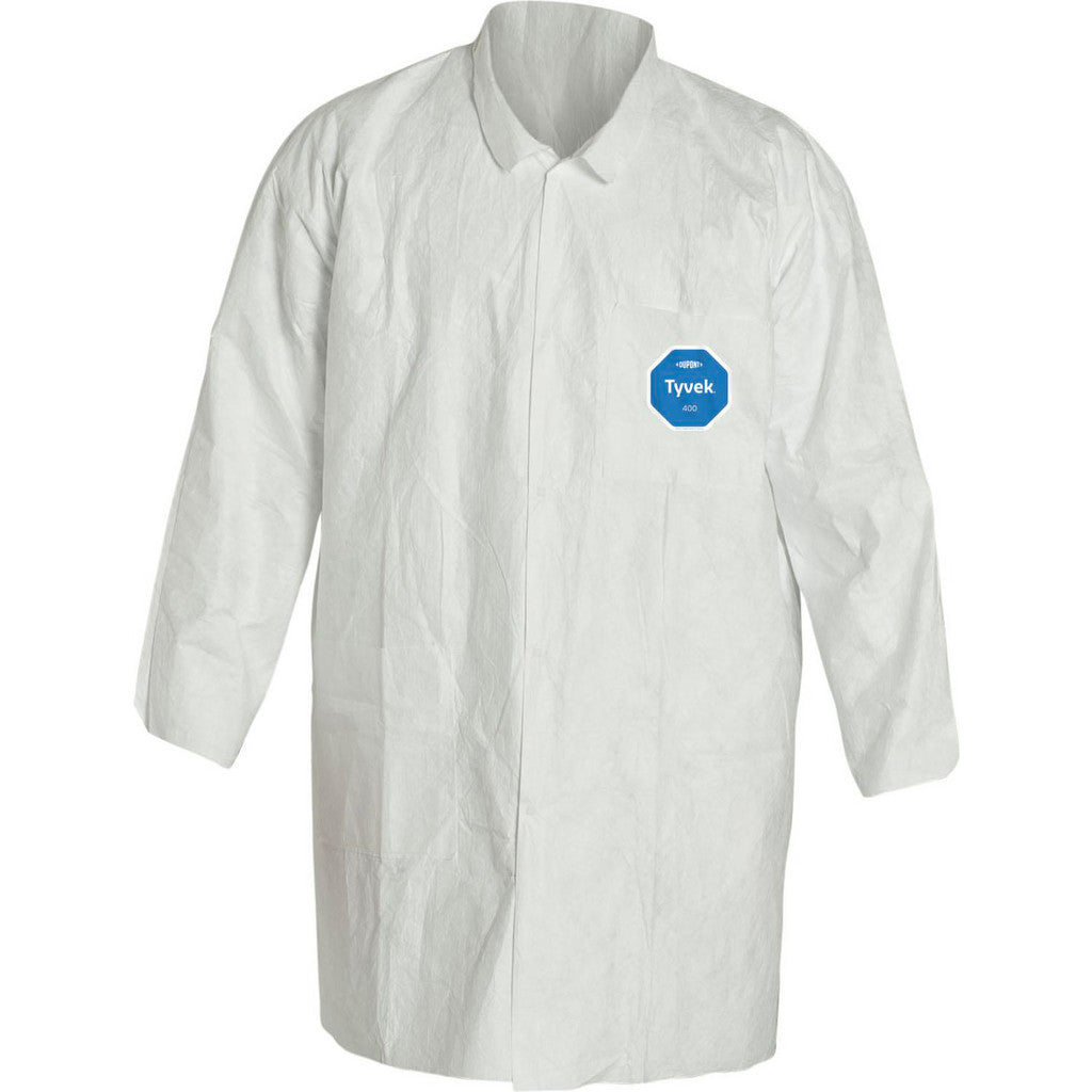 Dupont TY212SWH2X003000 Lab Coat: 1.20 oz Material, Size 2X-Large, Tyvek