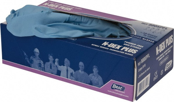 SHOWA 8005PFL Disposable Glove: Size Large, 8.0 mil, Nitrile Coated, Nitrile, Food Grade, Powder-Free, Biodegradable