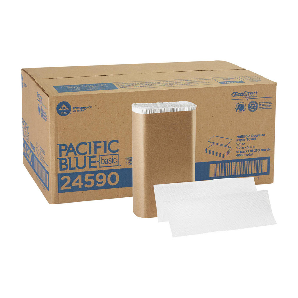 Georgia Pacific 24590 Pacific Blue Basic 1-Ply Recycled Multifold Paper Towel (Previously Envision), White