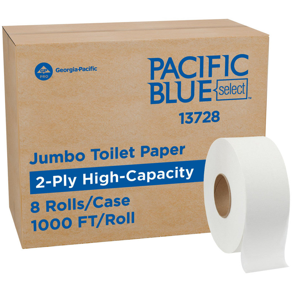 Georgia Pacific 13728 Pacific Blue Select Jumbo Jr. 2-Ply Toilet Paper, White