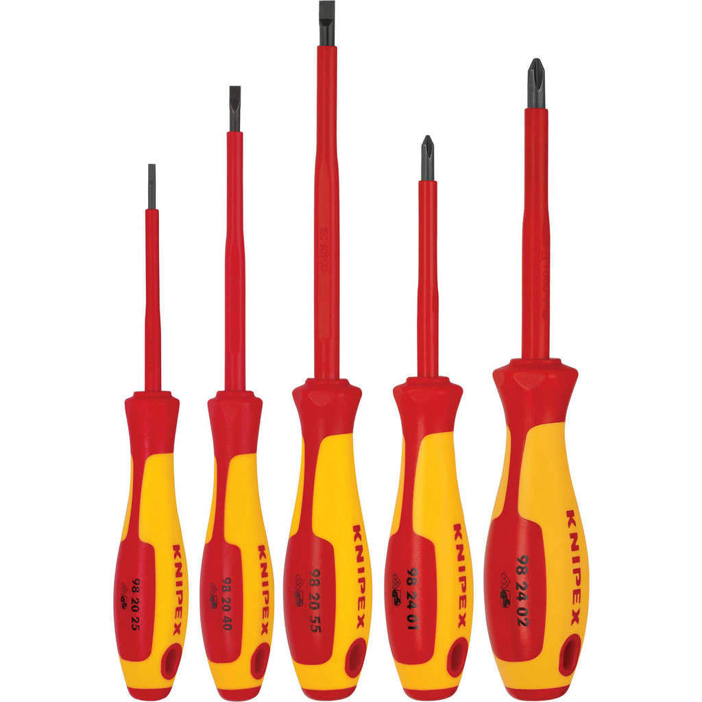 Knipex 9K 98 98 32 US Screwdriver Sets; Screwdriver Types Included: Phillips; Slotted; Tether Style: Not Tether Capable; Number Of Pieces: 5; Insulated: Yes