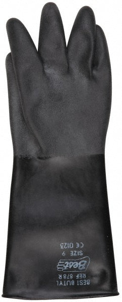 SHOWA 878R-09 Chemical Resistant Gloves: Large, 25 mil Thick, Butyl, Unsupported