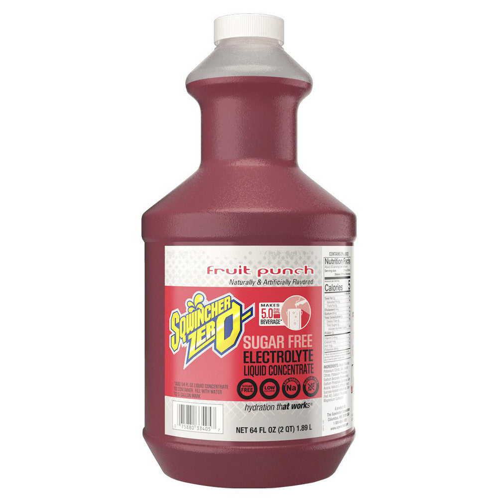 Sqwincher Sports Drink: 64 oz Bottle, Fruit Punch, Liquid Concentrate, Yields 5.00 gal - 159050102
