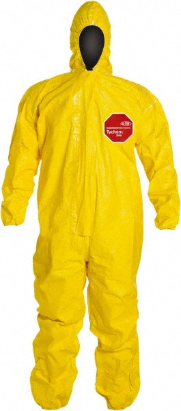 Dupont QC127TYL4X000400 Disposable Coveralls: Chemical & Oil Protection, Size 4X-Large, 2.5000 oz, Tychem 2000, Stormflaps Closure