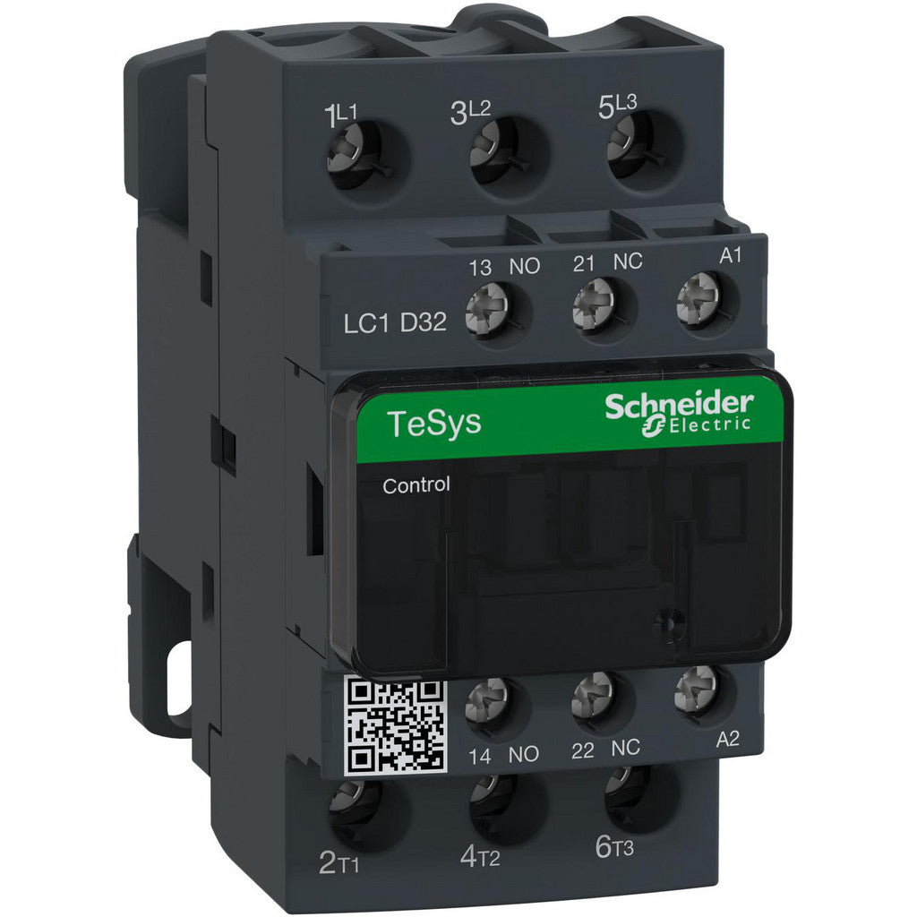 Schneider Electric LC1D32G7 IEC Contactor: 3 Poles, NC & NO