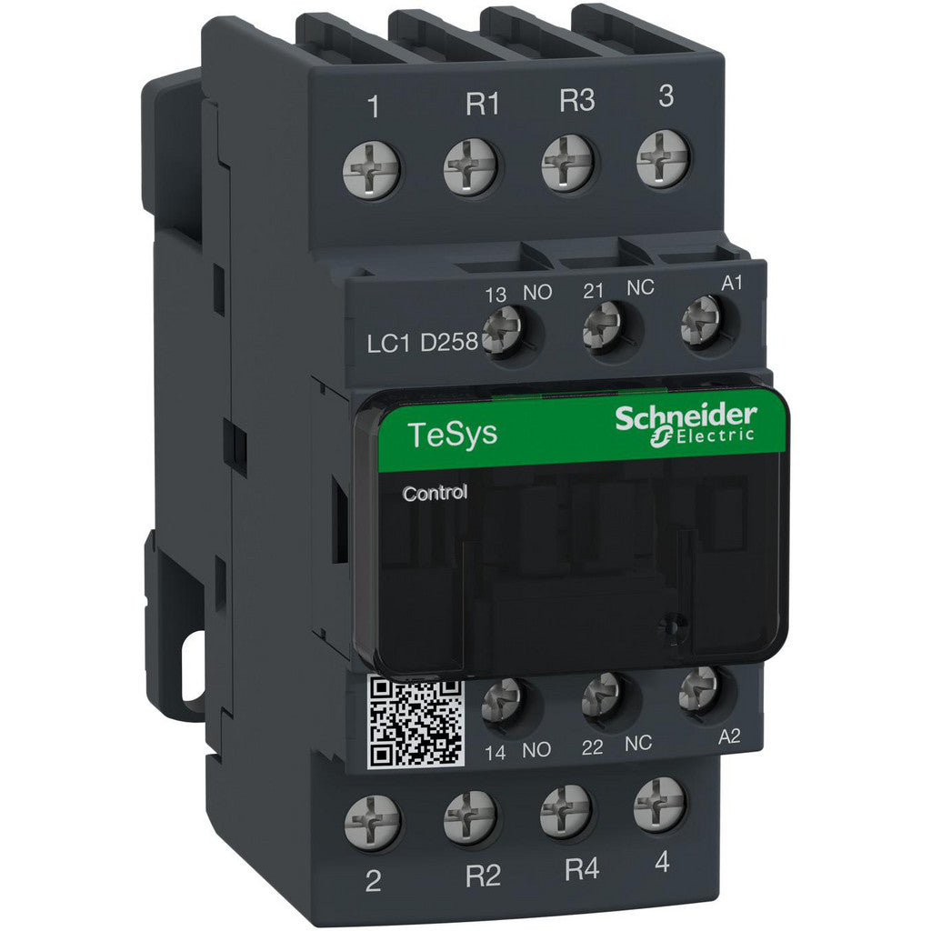 Schneider Electric LC1D258G7 IEC Contactor: 4 Poles, NC & NO