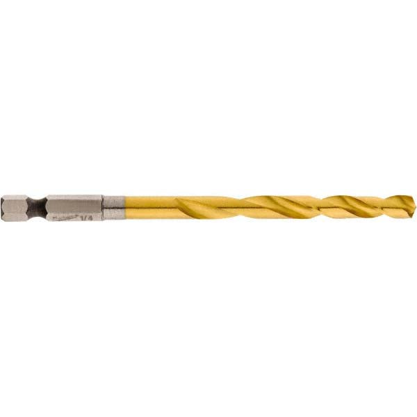 Milwaukee Tool 48-89-4613 Mechanics Drill Bit: 1/4" Dia, 135 deg, HSS, Hex Shank, Split Point