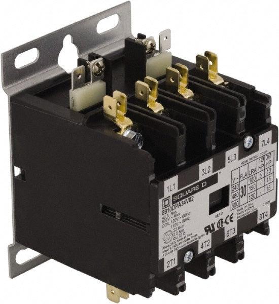 Square D 8910DPA44V02 4 Pole, 40 Amp Inductive Load, 110 Coil VAC at 50 Hz and 120 Coil VAC at 60 Hz, Definite Purpose Contactor