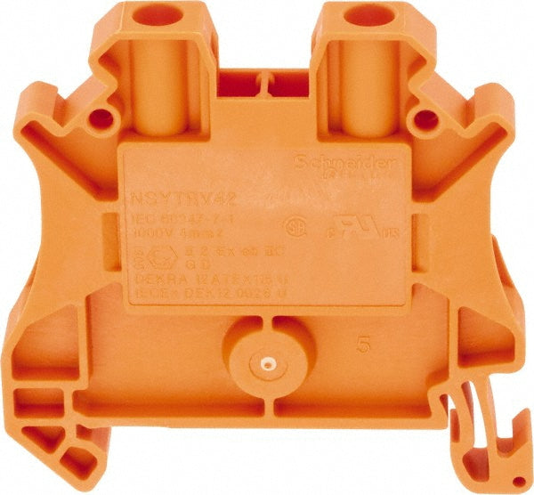 Schneider Electric NSYTRV42AR 1 Pole, 1,000 Volt, 32 Amp, -40 to 266°F, DIN Rail Mount, Polyamide Passthrough Terminal Block