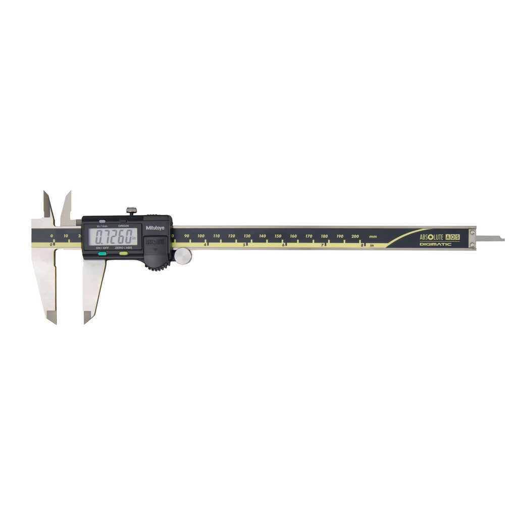 Mitutoyo 500-172-32 Electronic Caliper: 200.00 mm/8", ±0.0100 mm/±0.0005" Resolution, ±0.02 mm/±0.0010" Accuracy, Data Output, Stainless Steel Jaws