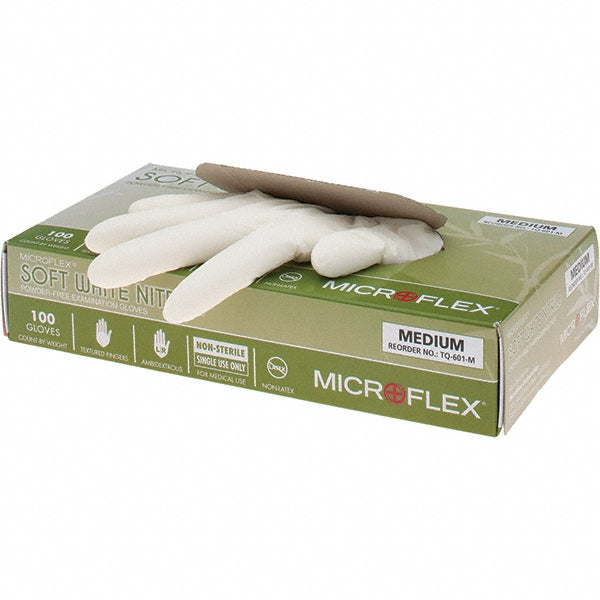 Ansell TQ-601-M Disposable Gloves: Series Microflex, Size Medium, 2.8 mil, Nitrile, Medical, Powder-Free
