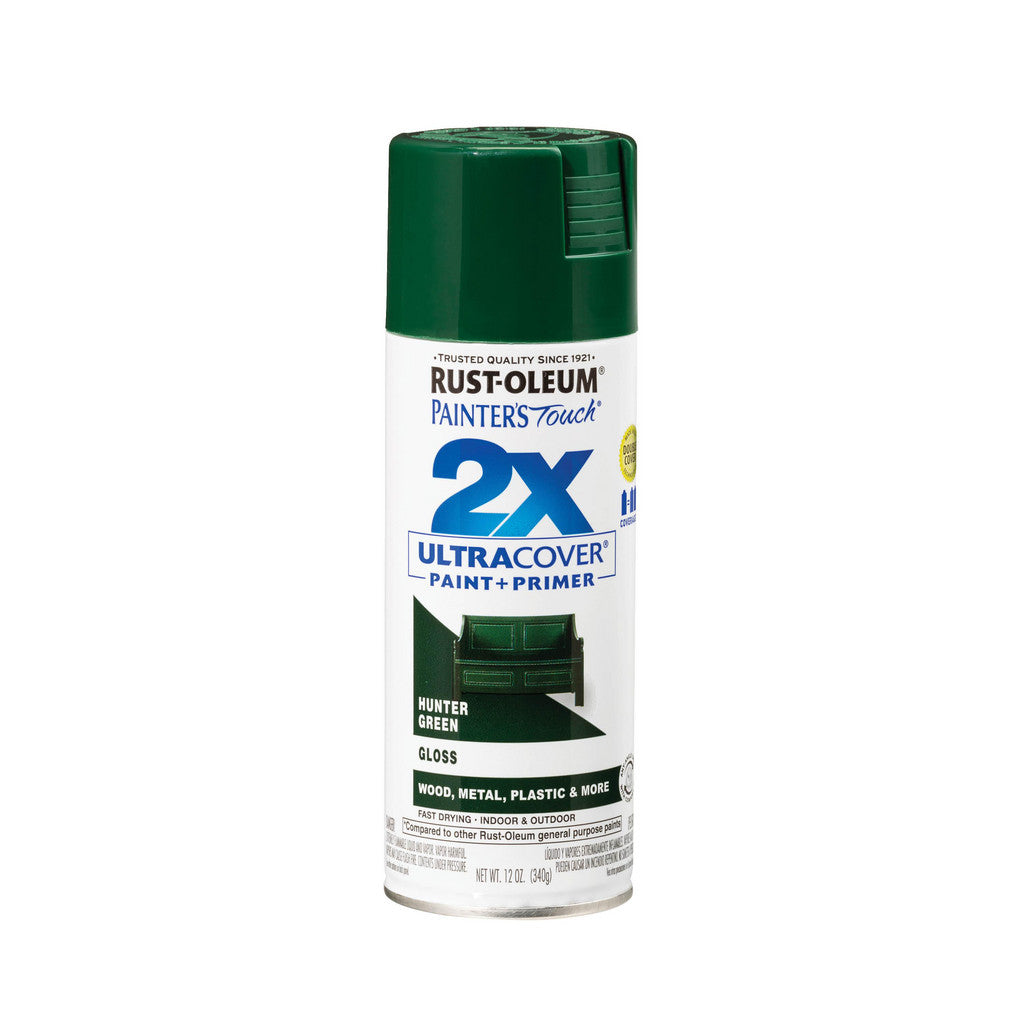 Rust-Oleum 334034 Painter's Touch 2X Ultra Cover Spray Paint, Hunter Green, Gloss, 12 oz (Pack of 6)