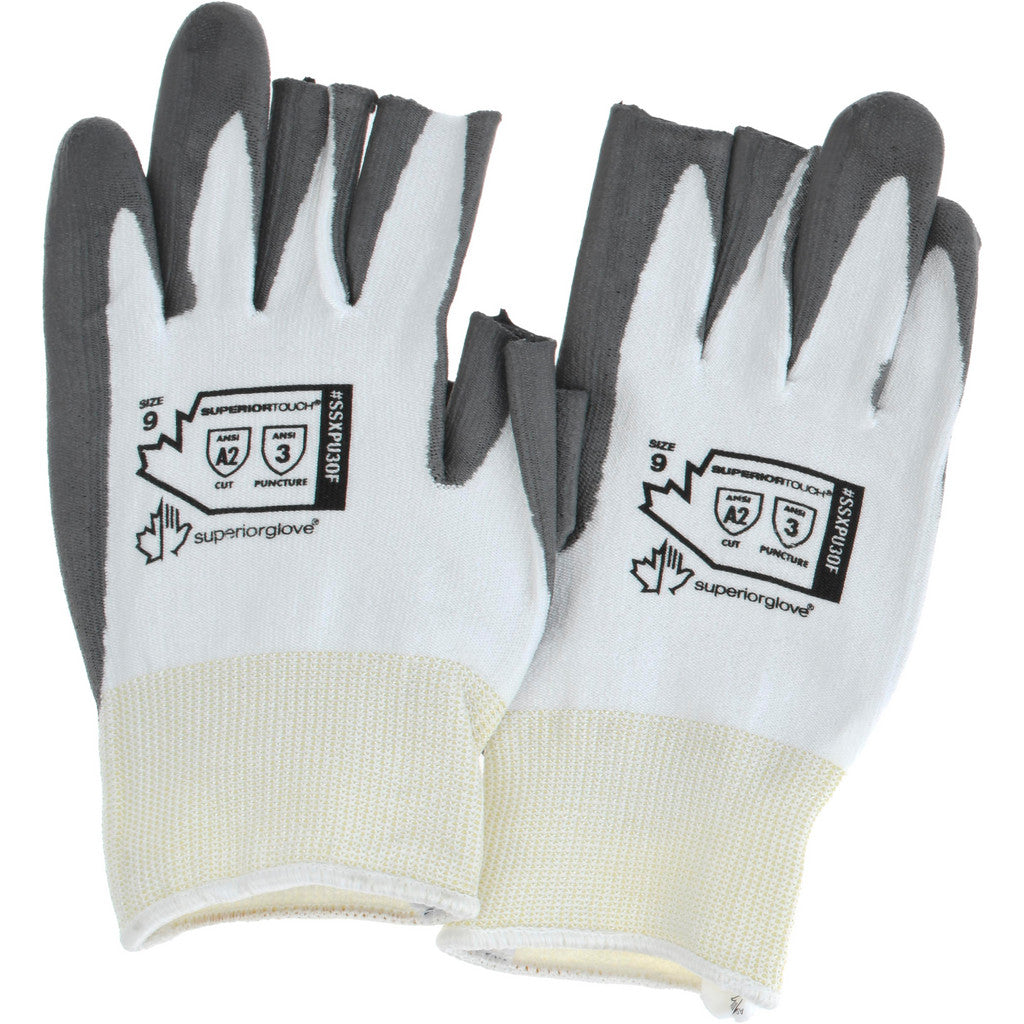 Superior Glove Works SSXPU3OF-9 Cut & Puncture-Resistant Gloves: Superior Glove Works SSXPU3OF, Size Large, ANSI Cut A2, ANSI Puncture 3, Polyurethane, Dyneema