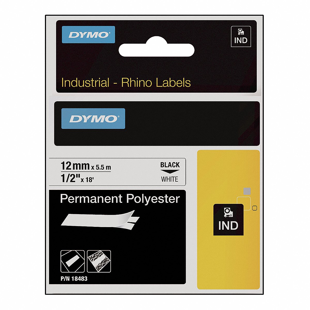 Dymo Label/RibbonCartridge White Gloss 1/2 inW (18483)