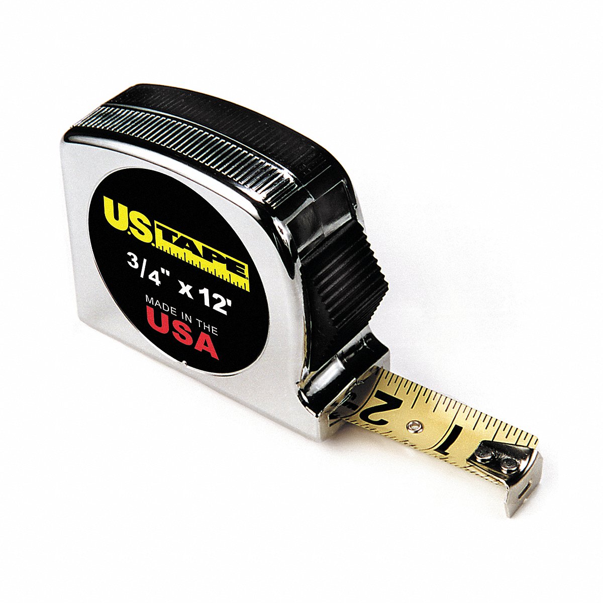 Us Tape Tape Measure, 3/4 In X 12 Ft, Chrome, Ft/In, 4 In (56907)