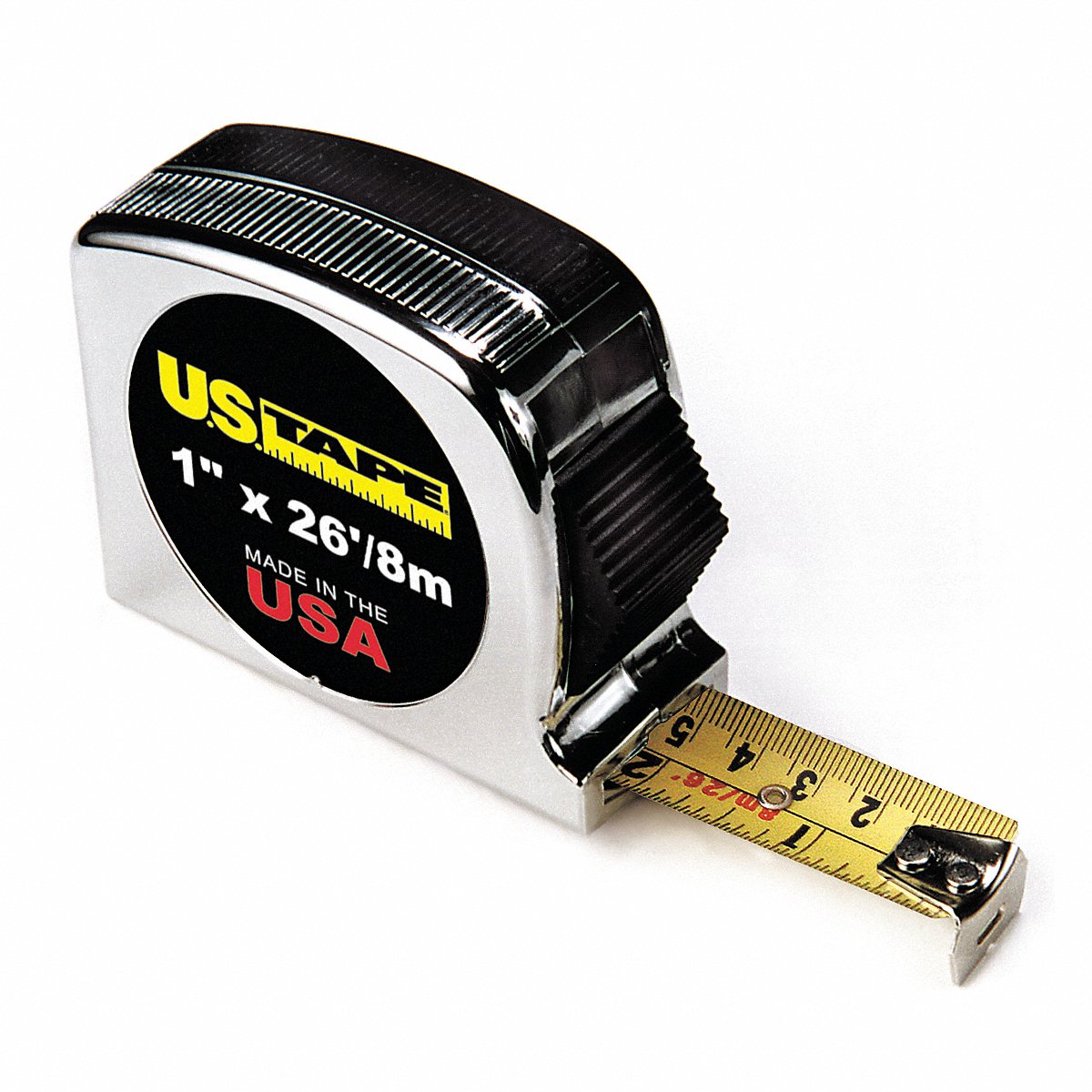 Us Tape Tape Measure, 1 In X 26 Ft, Chrome, In./Ft., 1 In (57243)