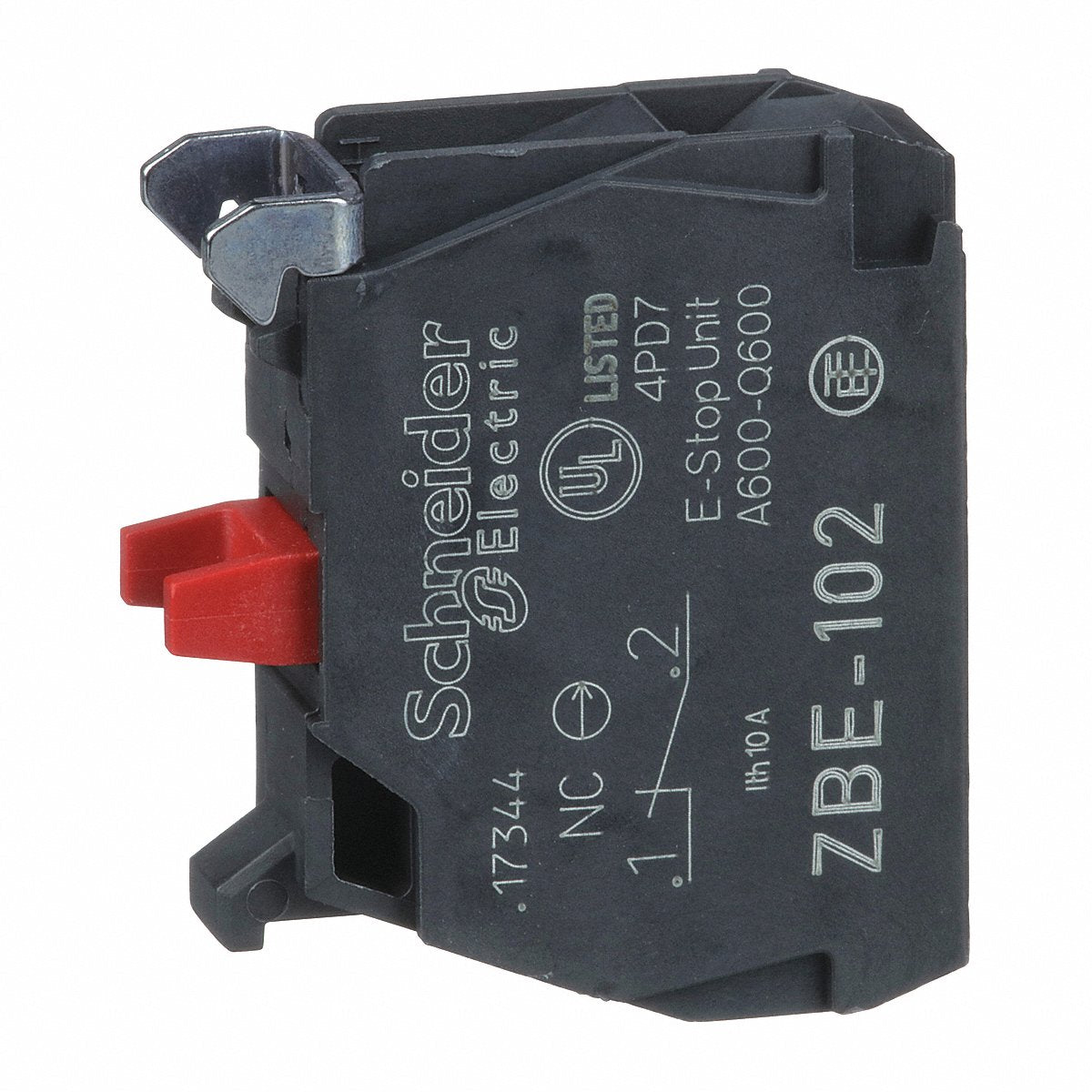 Schneider Electric Contactblock, Black, 1Nc, 22Mm, Zb4, Zb5 (ZBE102)