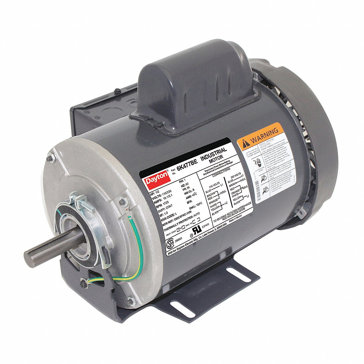 Dayton Generalpurposemotor, 1/2Hp, 1725Rpm, 56 (6K477)