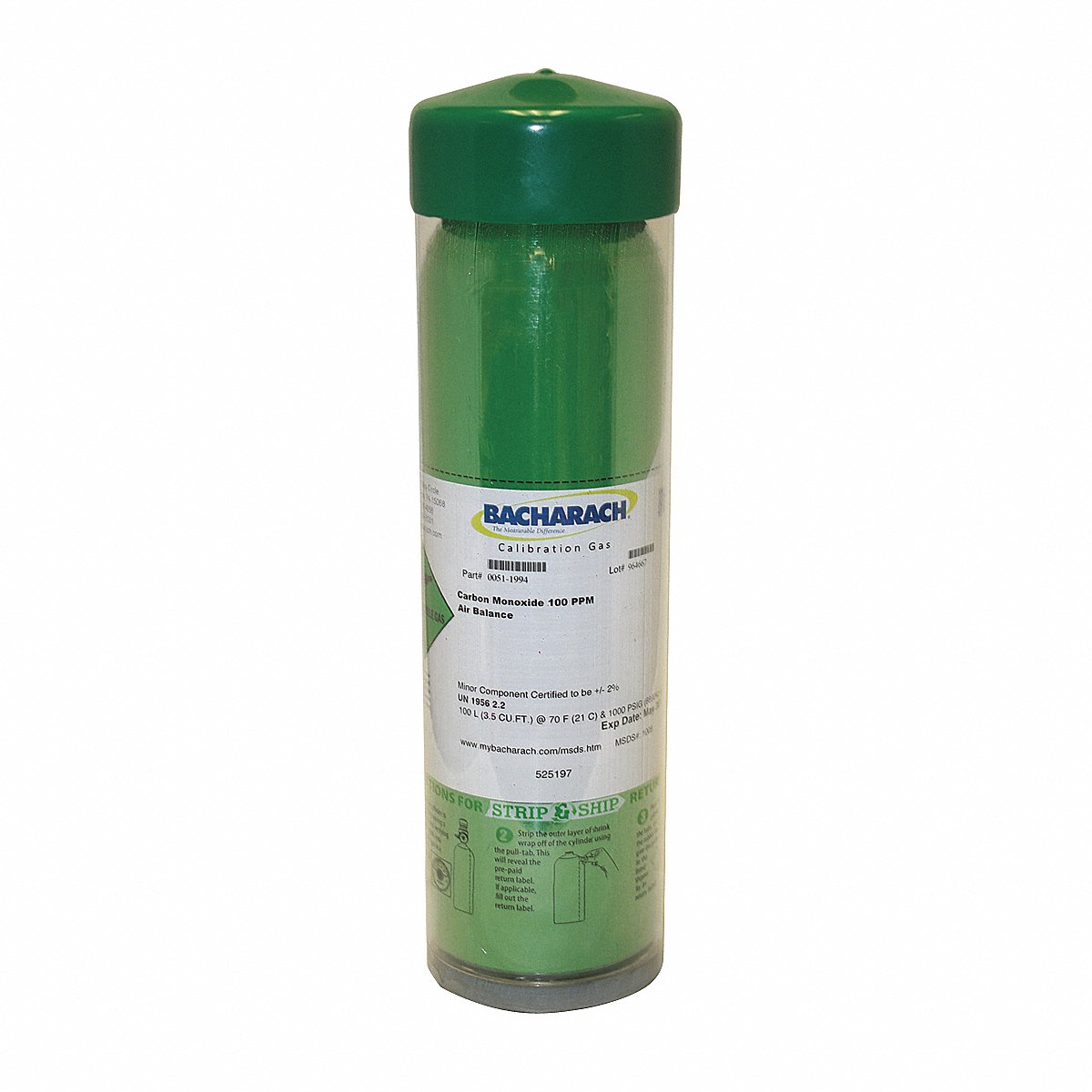 Msa Calibration Gas Cylinder, 500Ppm Co 103L (24-0492)