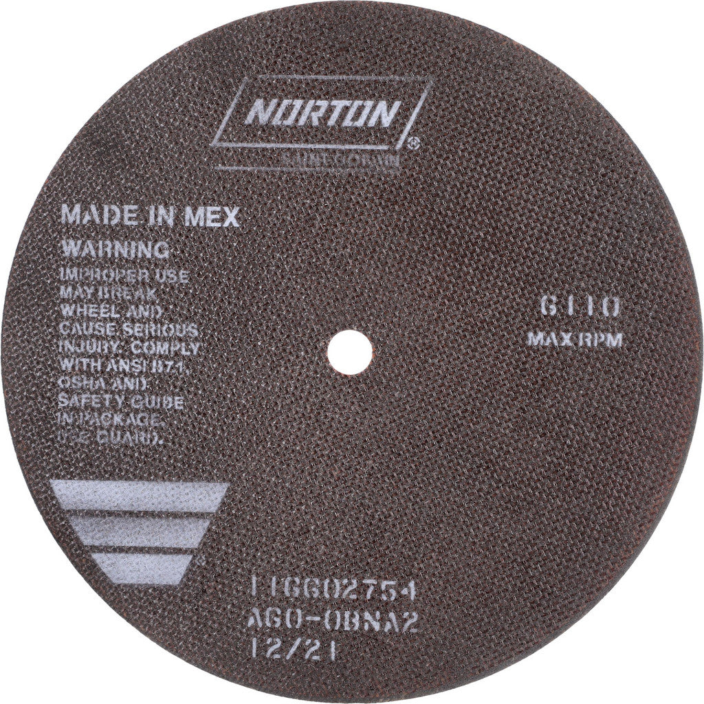 Norton 66253149317 Cut-Off Wheel: Type 1 (01/41), 10 Dia, 0.0600" Thick, 5/8" Hole, Aluminum Oxide