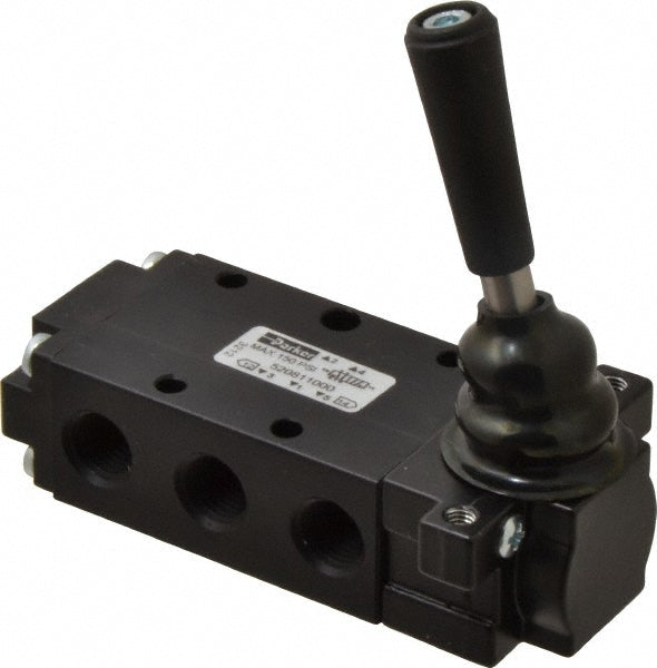Parker 520811000 Mechanically Operated Valve: 4-Way & 2-Position, Lever-Spring Return Actuator, 1/4" Inlet, 1/4" Outlet, 2 Position