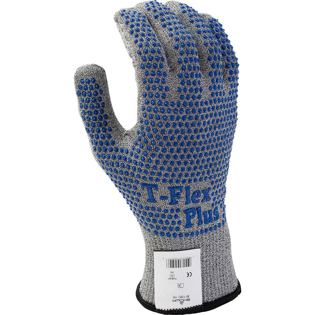 SHOWA 8113C-09 Cut & Abrasion-Resistant Glove: SHOWA 8113C, Size Large, ANSI Cut A3, ANSI Puncture 0, PVC, Glass Fiber & HPPE