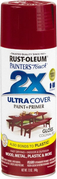 Rust-Oleum 334030 Painter's Touch 2X Ultra Cover Spray Paint, Colonial Red, Gloss, 12 oz