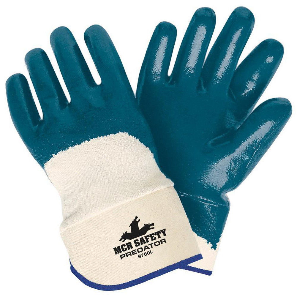 MCR Safety Work Gloves: 9760, Size Large, Nitrile-Coated, Nitrile, General Purpose