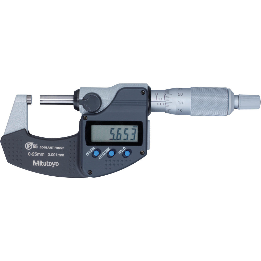 Mitutoyo 293-230-32 Electronic Outside Micrometer: 0.00 to 25.00 mm, Solid Carbide Face, IP65
