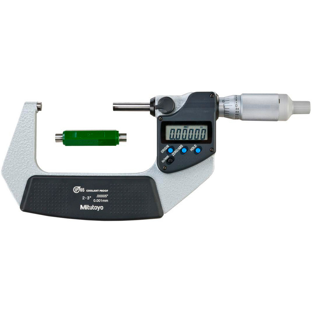 Mitutoyo 293-346-32 Electronic Outside Micrometer: 50.80 mm to 3", Solid Carbide Face, IP65