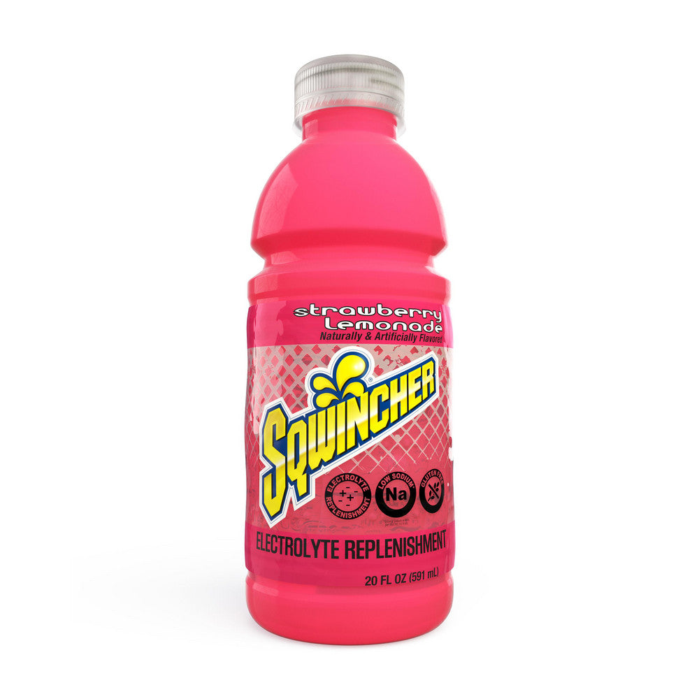 Sqwincher Sports Drink: 20 oz Bottle, Strawberry Lemonade, Ready-to-Drink, Yields 20.00 oz - 159030536