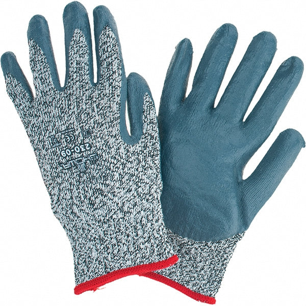 SHOWA 230-09 Cut & Abrasion-Resistant Gloves: SHOWA 230, Size Large, ANSI Cut A4, ANSI Puncture 0, Foam Nitrile, HPPE, Spandex & Polyester