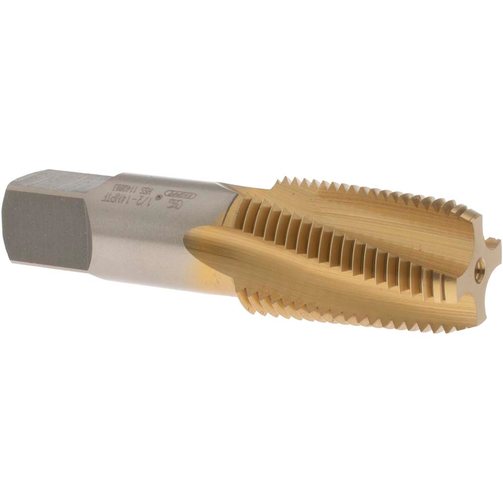 OSG 1738005 Standard Pipe Tap: 1/2-14, NPTF, 4 Flutes, Vanadium High Speed Steel, TiN Finish